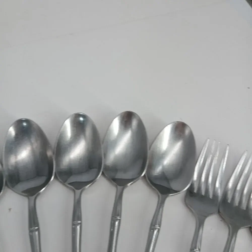20X Set stainless flatware Bel-Pre Korea BAMBOO PATTERN Spoons Forks Knives